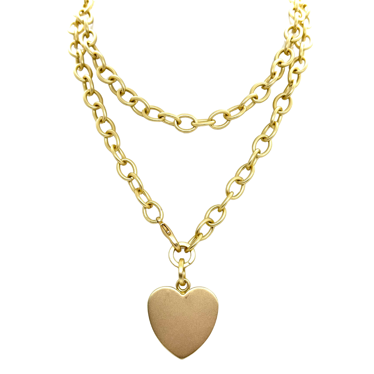 Matte Gold 32" Chain With Heart Pendant