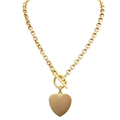 Matte Gold Heart Pendant On Rolo Chain