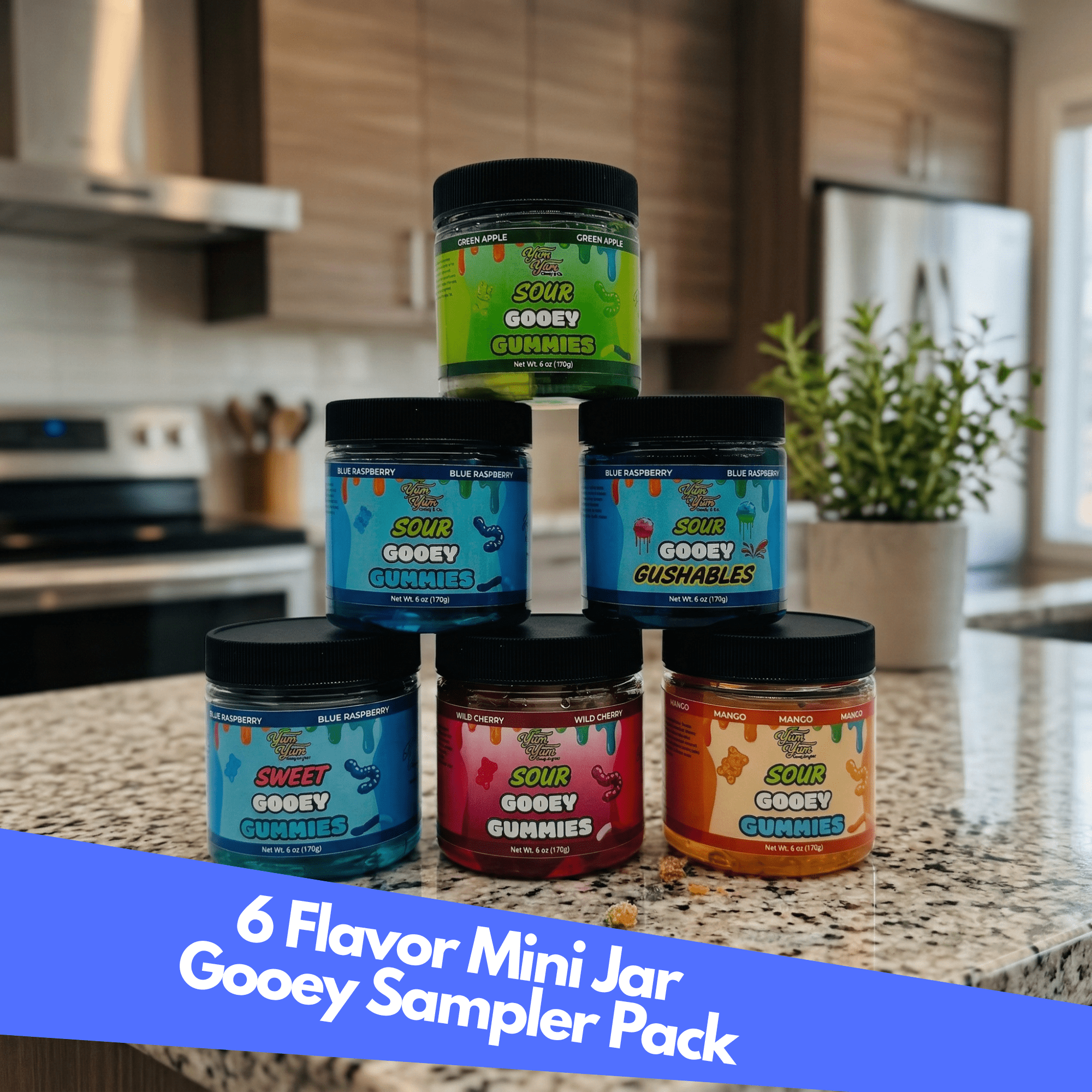 Sour Gooey Gummies – Blue Raspberry, Wild Cherry & Green Apple Candy | Yum Yum Candy Shop
