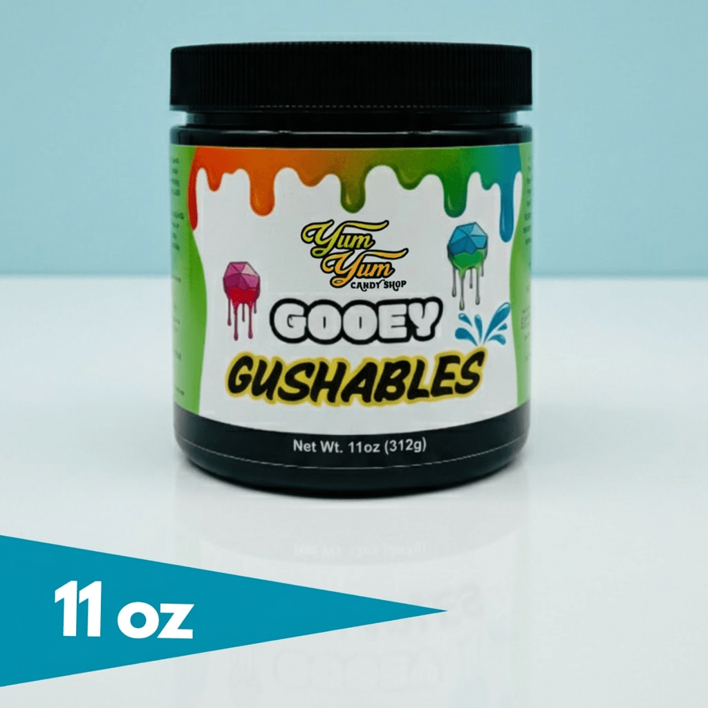 Gooey Gushables - Juicy Fruit Snacks in Sour Blue Raspberry Goo Jar