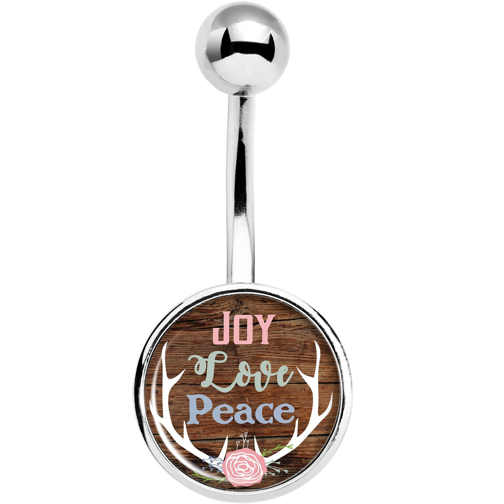 Joy Love Peace Antlers Black Belly Ring
