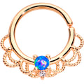 16G 5/16 Blue Faux Opal Rose Gold Plated Seamless Circular Ring