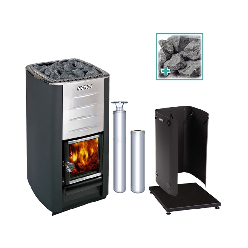 Harvia M3 16.5KW Premium Wood-Burning Sauna Stove Kit [M3 SS PKG] (SAK19523)