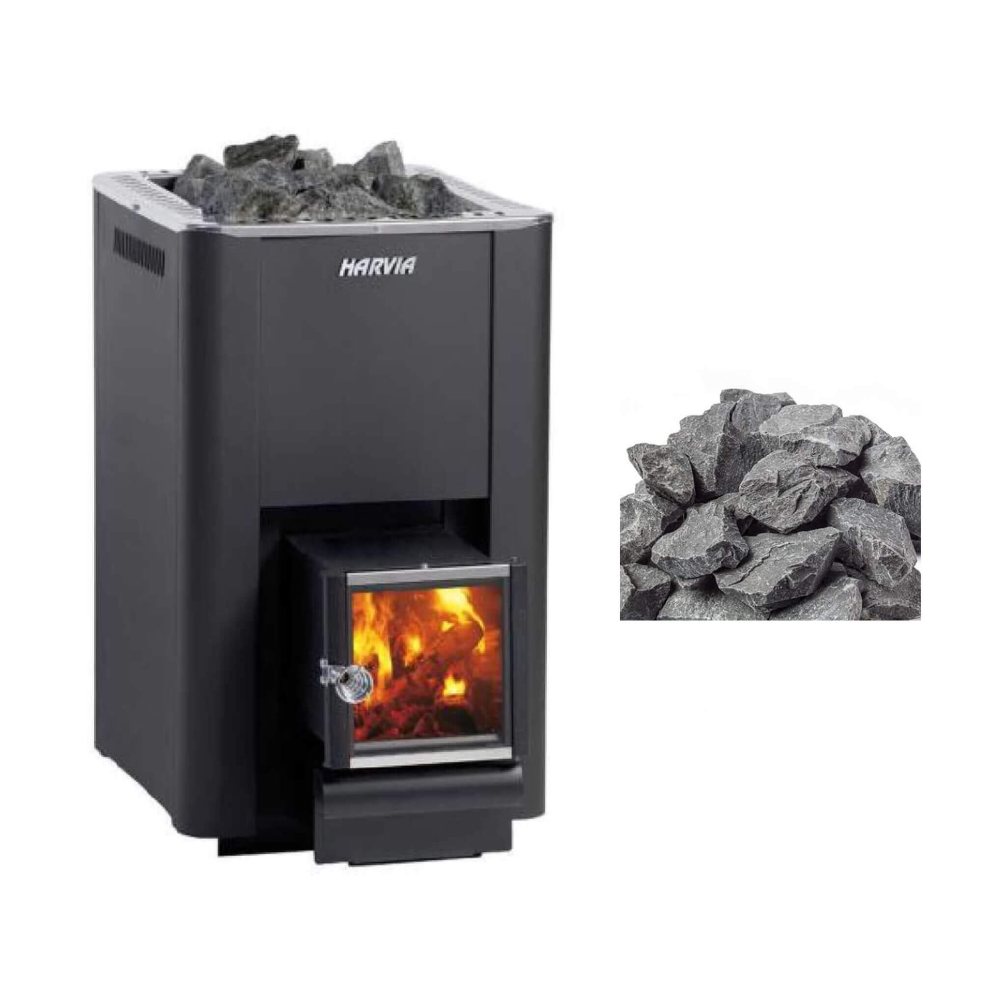 Harvia Pro 20 SL 24.1 KW Wood-Burning Sauna Stove With Exterior Feed & Sauna Stones [WKPR20SLM] (SAK73985)