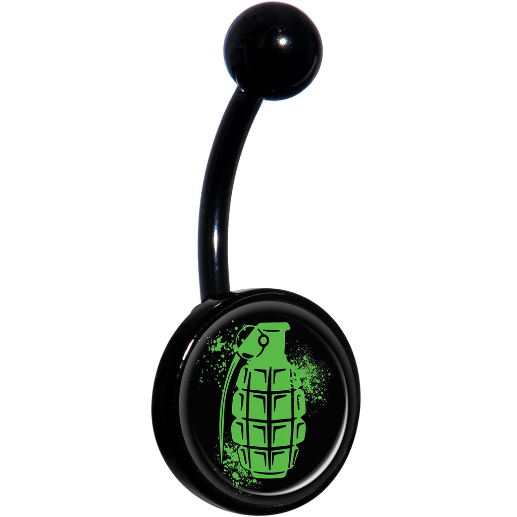 Green Grenade Black Belly Ring