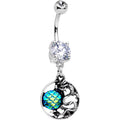Clear CZ Gem Mermaid Scale Eastern Dragon Dangle Belly Ring