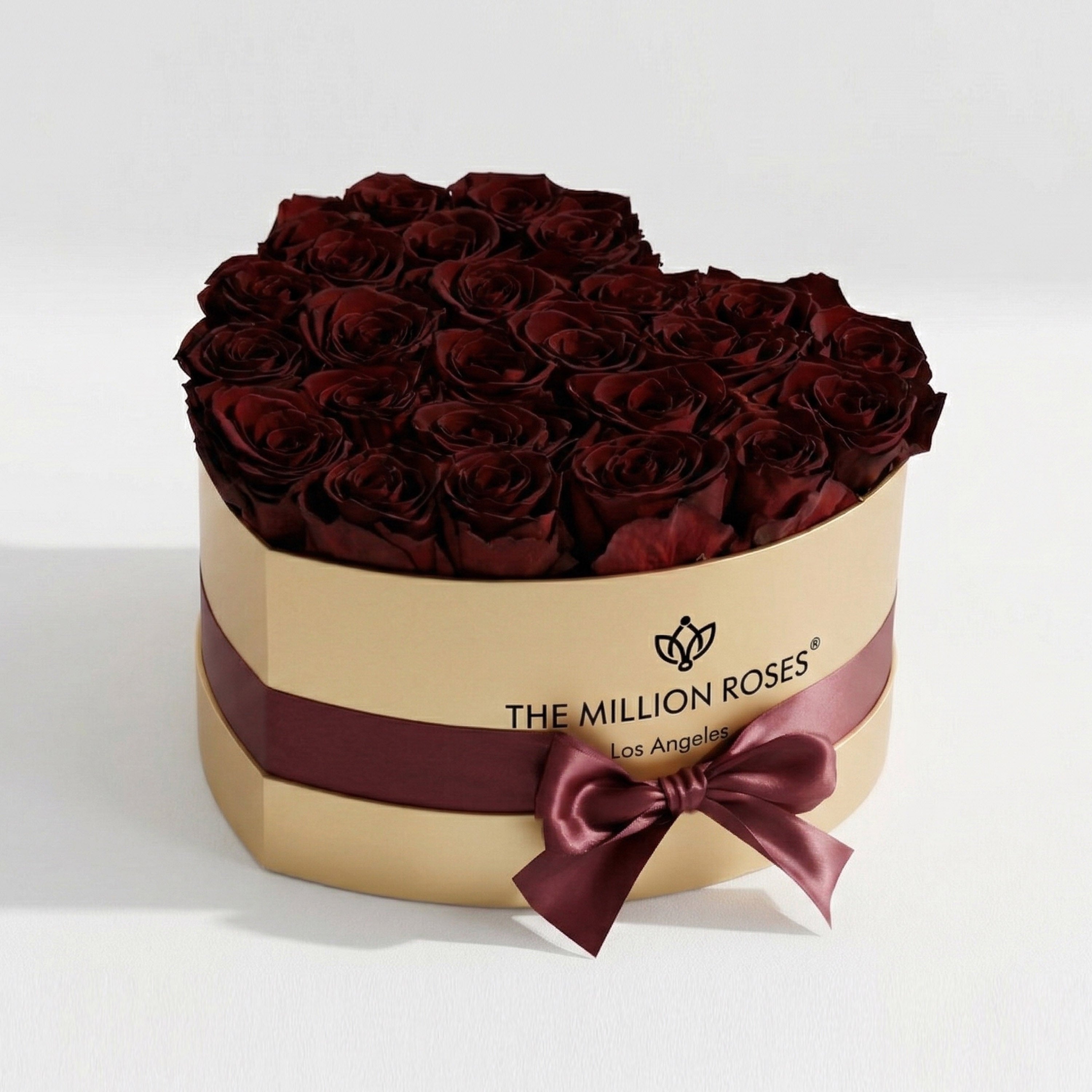 Heart Gold Box | Burgundy Roses