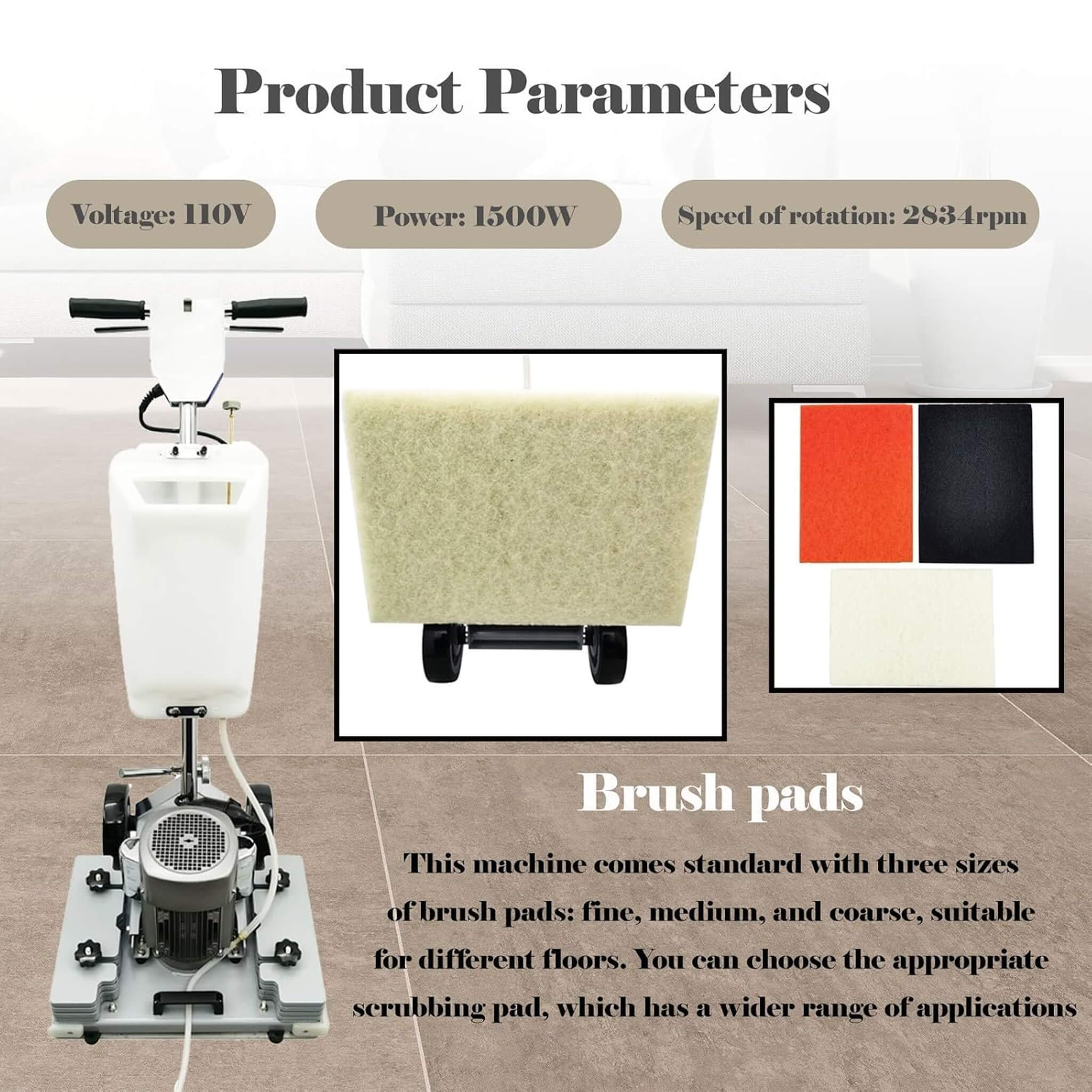 Heavy-Duty 110V Multi Functional Electric Floor Polishing Machine (SAK31859)