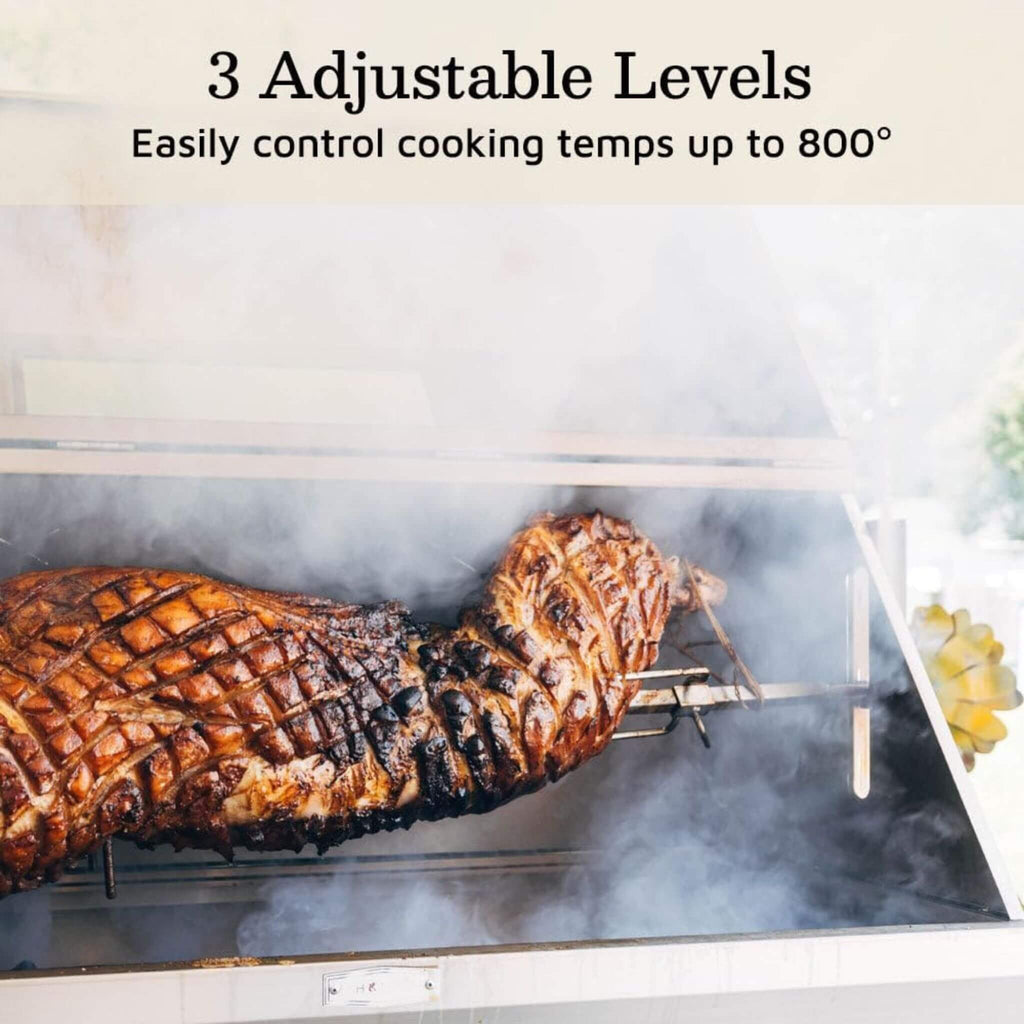 Heavy-Duty Commercial 125 LB Portable Electric Stainless Steel Hooded BBQ Rotisserie Grill With Viewing Window (SAK31975)