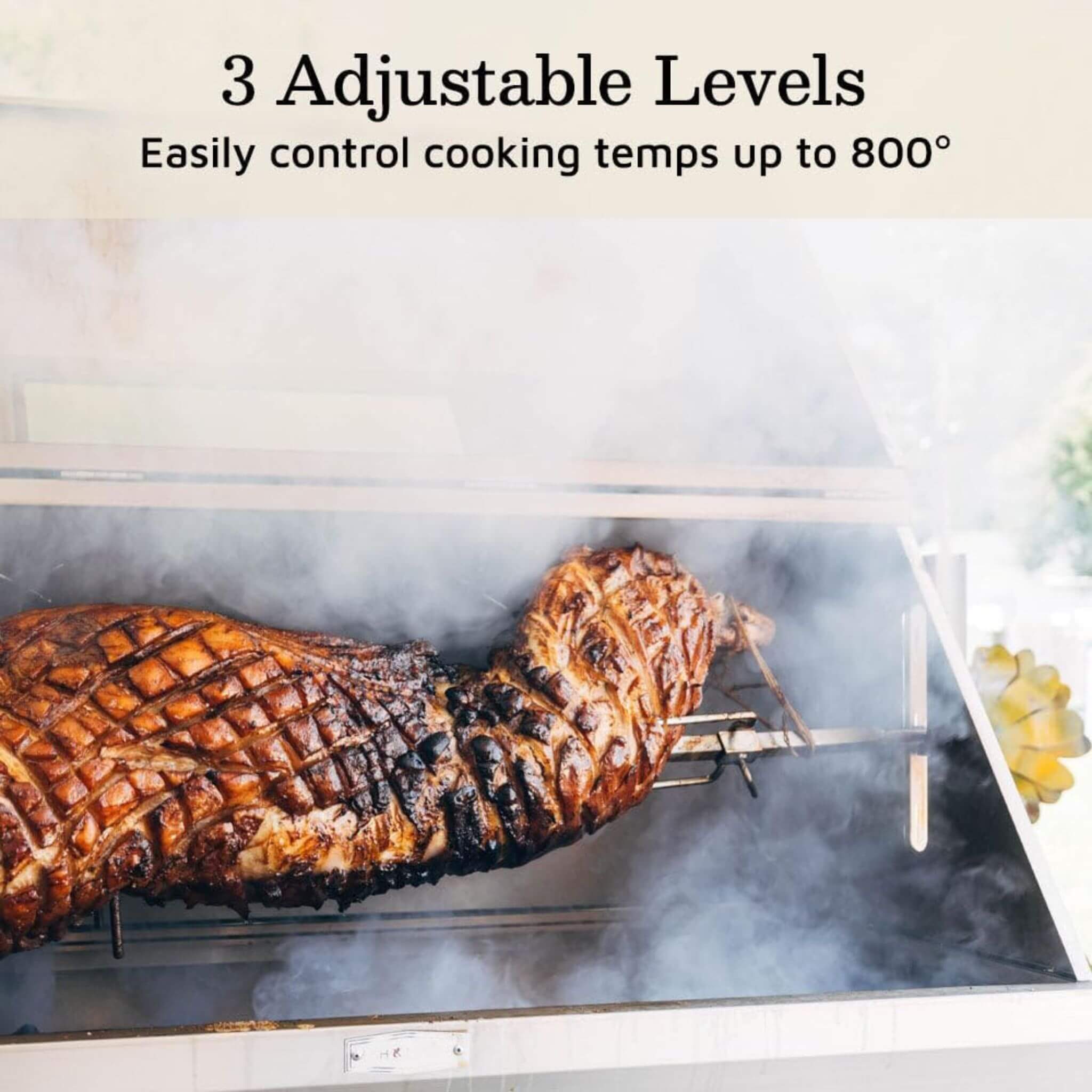 Heavy-Duty Commercial 125 LB Portable Electric Stainless Steel Hooded BBQ Rotisserie Grill With Viewing Window (SAK31975)