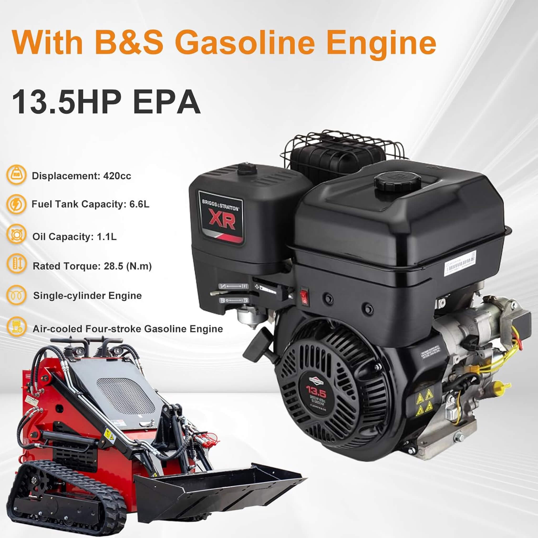 Heavy-Duty 13.5HP Mini Crawler Skid Steer Loader With Bucket (SAK39052)