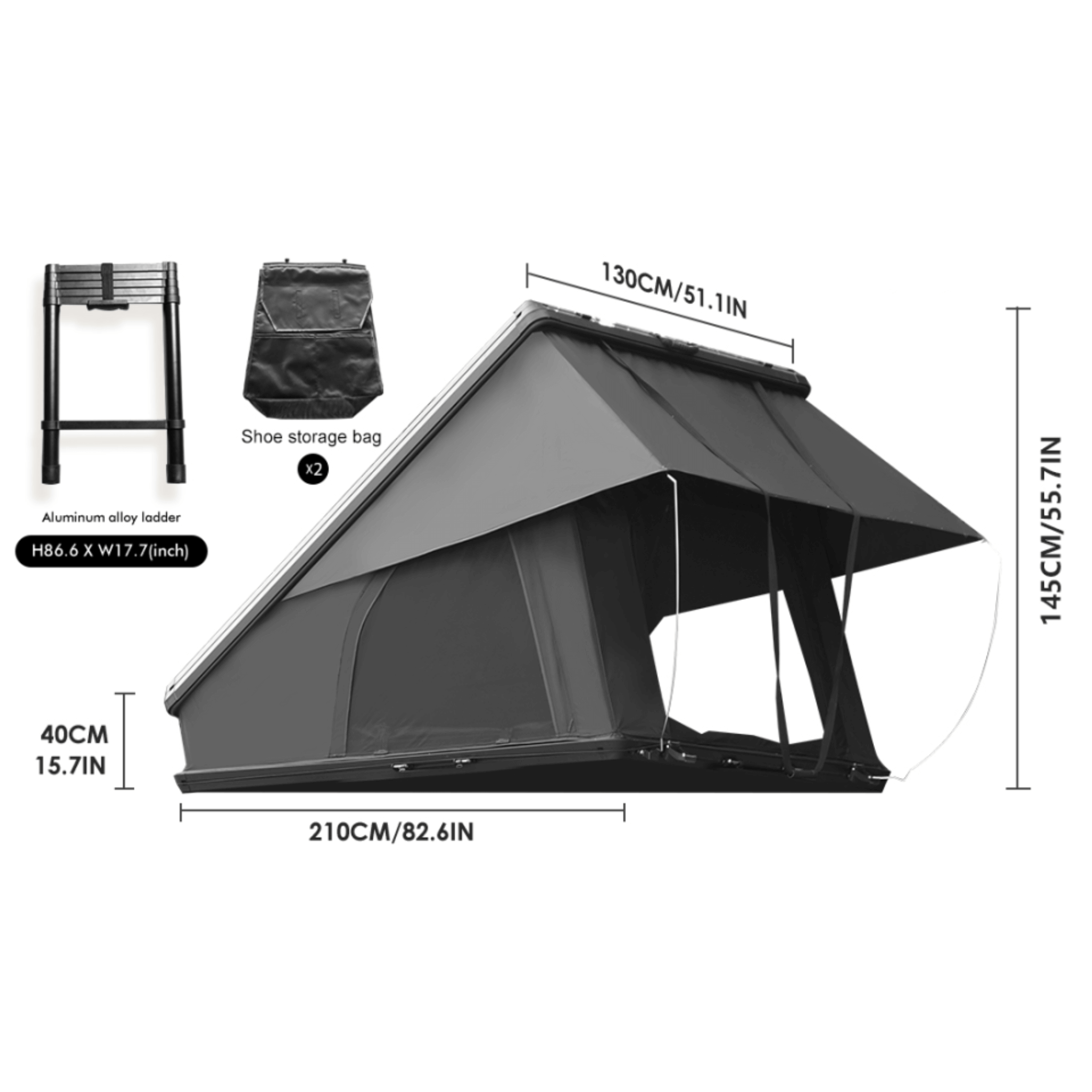 Trailora Altitude Heavy-Duty Hard-Shell Rooftop Tent With Ladder [2-3 Person] (SAK93120)