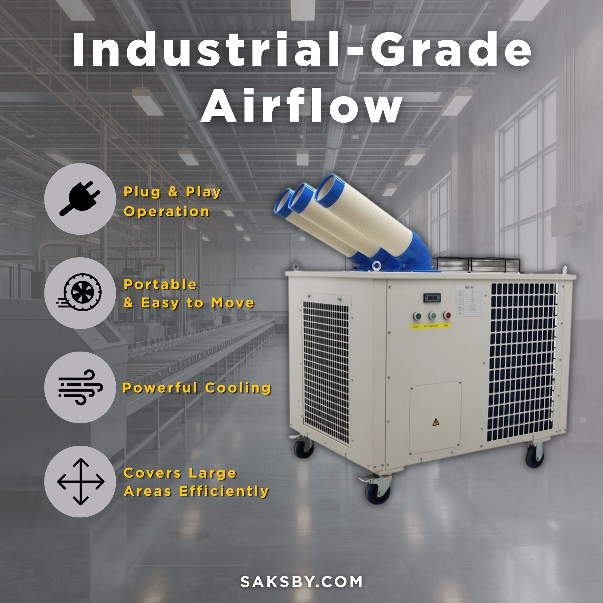 Heavy-Duty 220V Portable 29K BTU Outdoor Industrial Spot Cooler Air Conditioner (SAK18736)