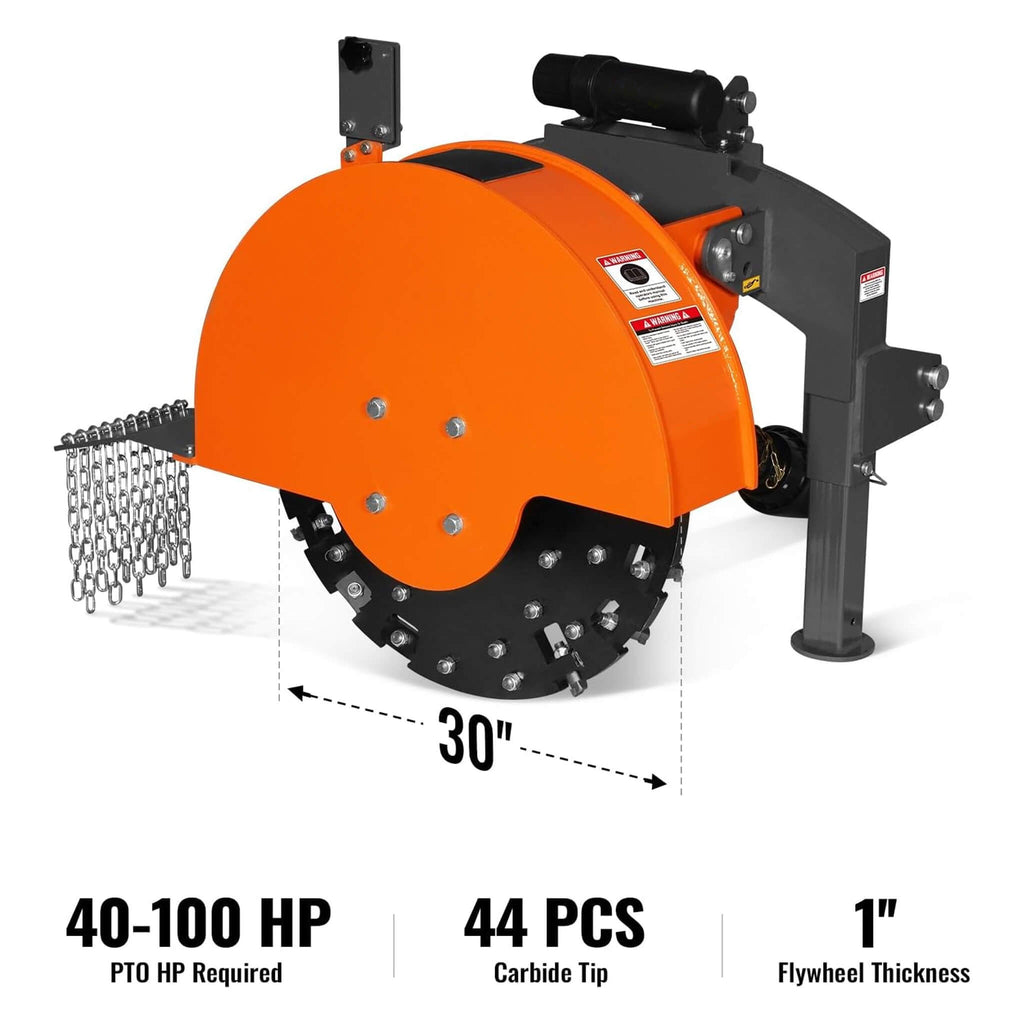 Heavy-Duty 30-Inch 3-Point PTO Stump Grinder For 40-100HP Tractors [PTO Shaft Included] (SAK47092)
