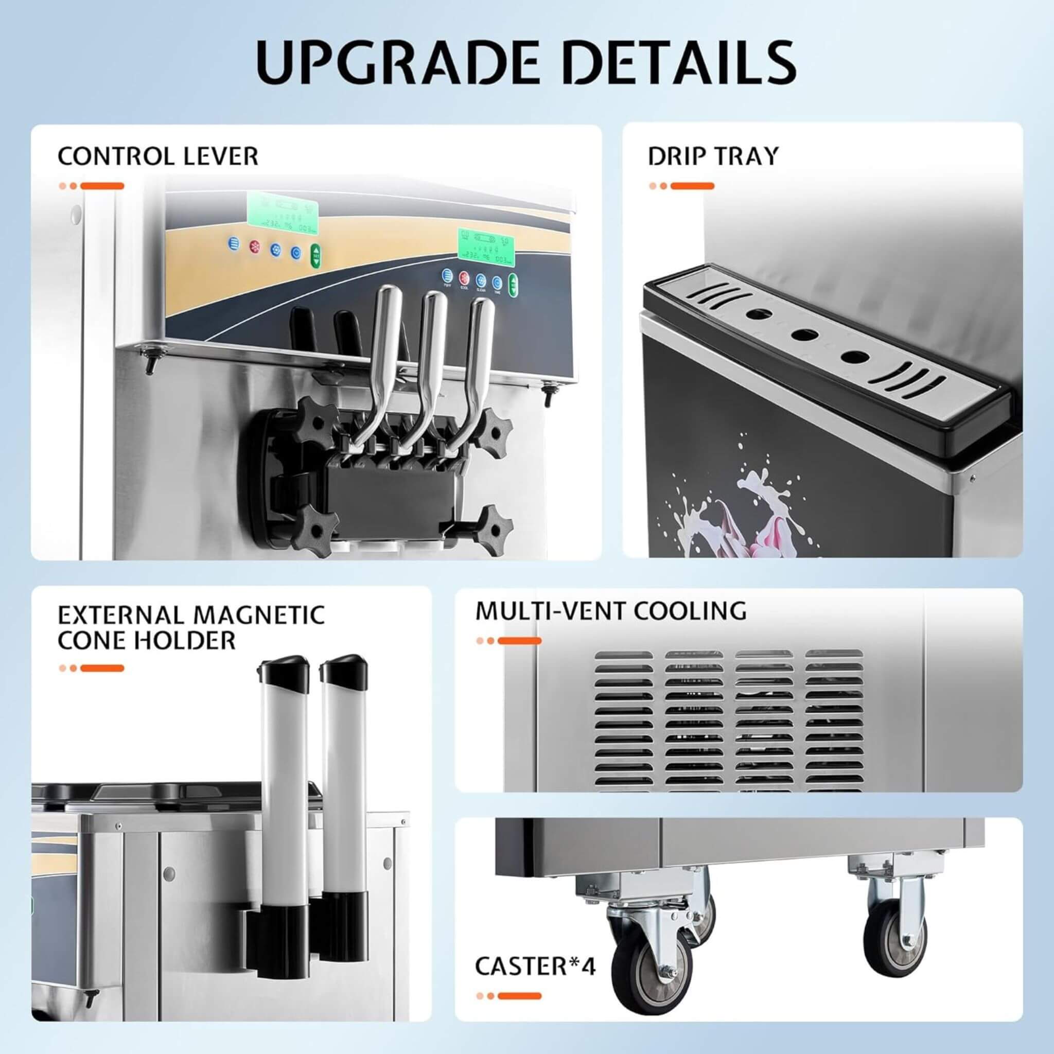 Heavy-Duty 45L/H 3-Flavor Dual Compressor Commercial Soft Serve Ice Cream Machine (SAK43195)