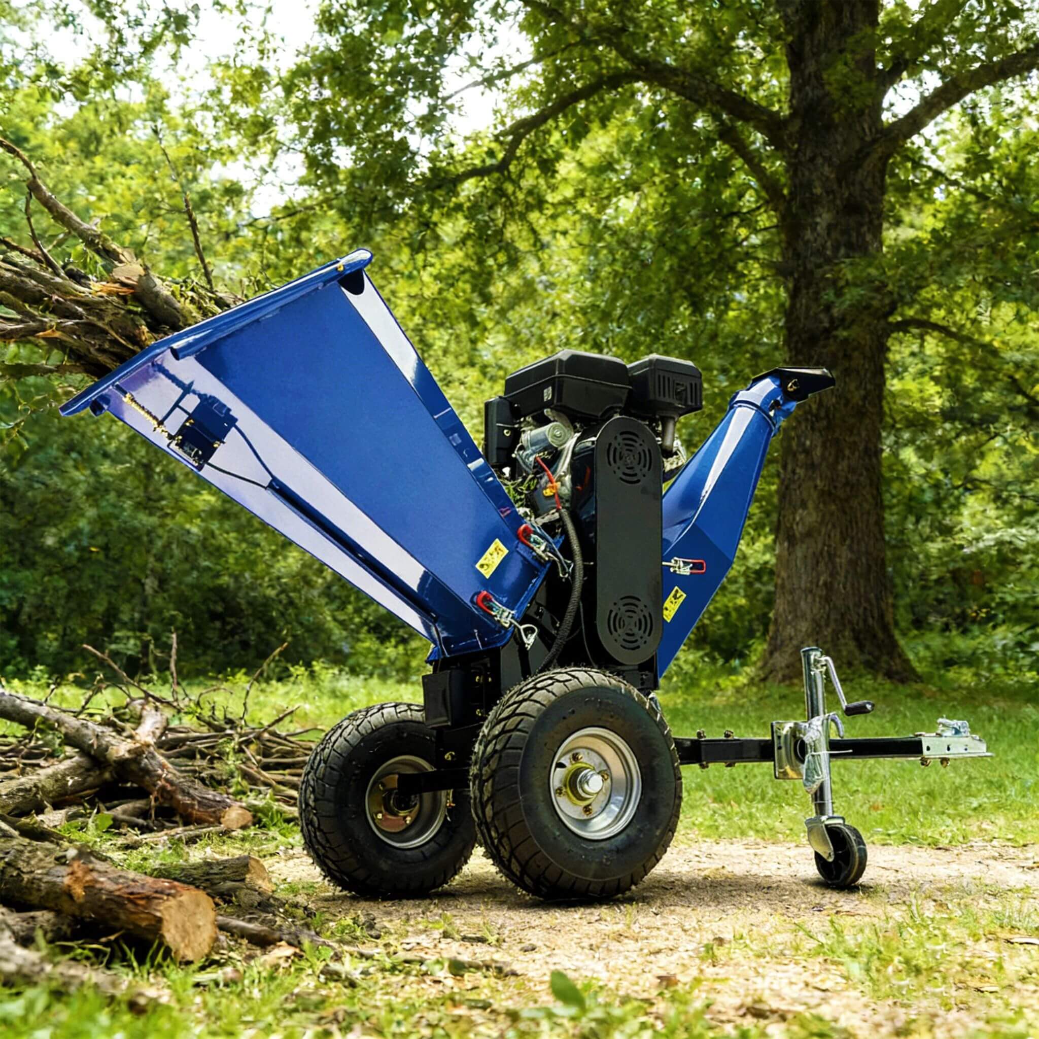 Heavy-Duty 6-Inch 15HP 420CC Towable Gas Drum Wood Chipper Shredder With Electric Start (SAK50896)