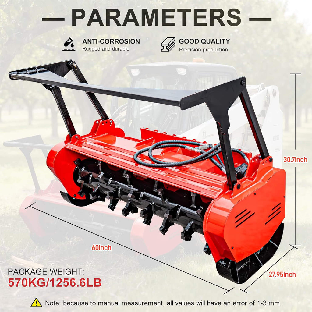 Heavy-Duty 60-Inch Hydraulic Forestry Mulcher Skid Steer Loader Attachment (SAK50792)