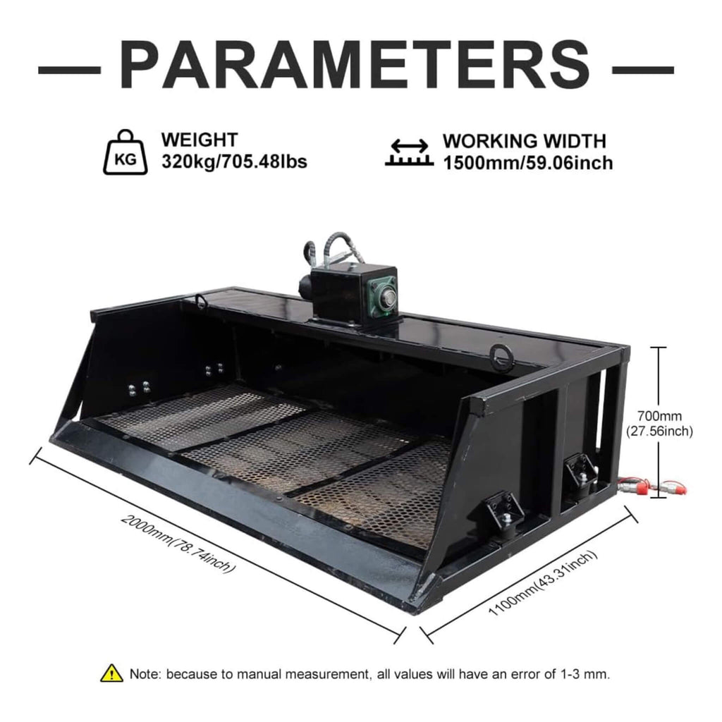 Heavy-Duty 60-Inch Topsoil Screening Skid Steer Bucket Attachment (SAK10294)
