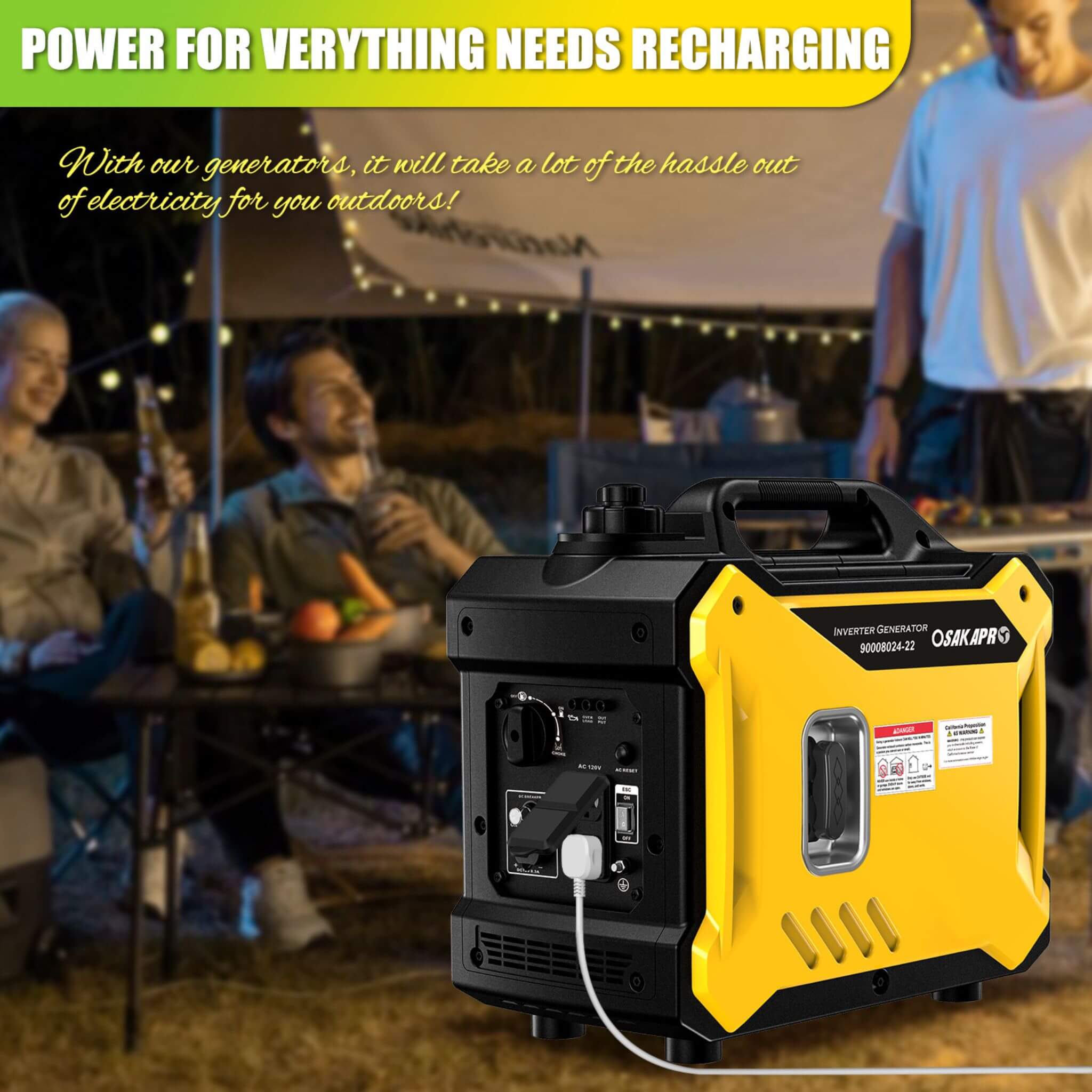 Heavy-Duty 79CC Ultra Quiet 2000W Portable Inverter Gas Generator (SAK75290)