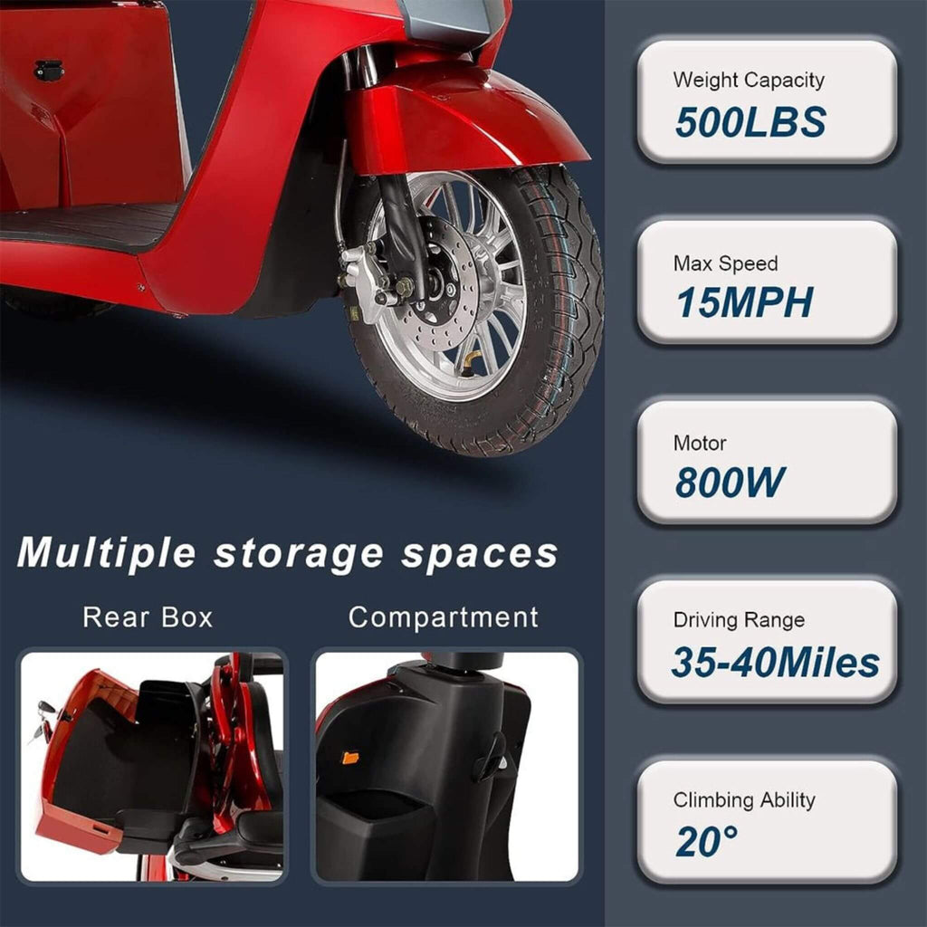 Zvg Heavy-Duty 800W All-Terrain Electric Powered Mobility Scooter For Seniors & Adults (SAK96314)