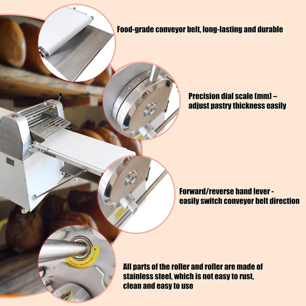 Heavy-Duty Commercial 220V Electric Dough Sheeter Machine With Adjustable Thickness (SAK17382)