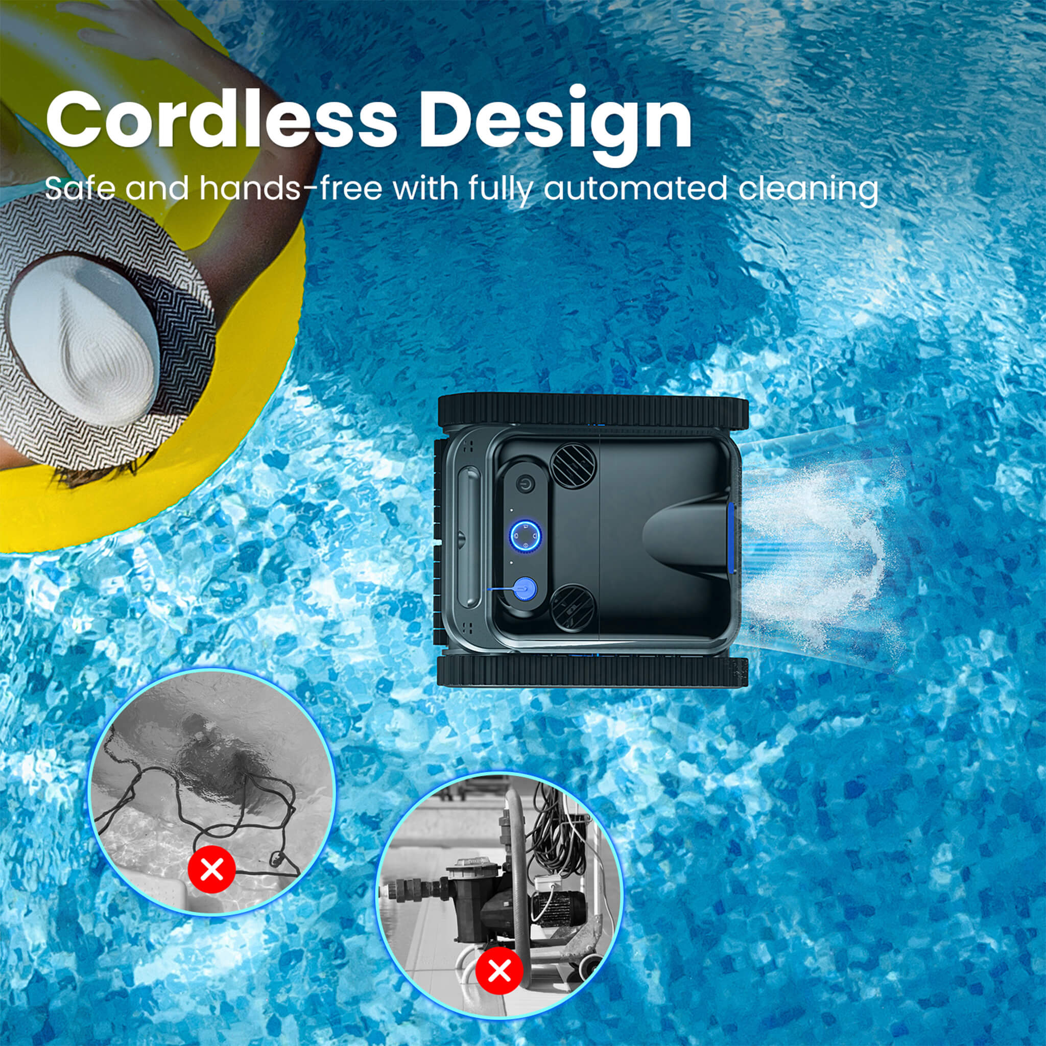 Heavy-Duty Cordless Wall Climbing Robotic Pool Vacuum Cleaner (SAK80239)