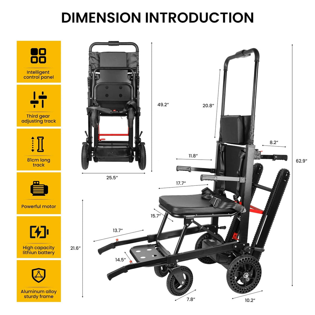Motivo Heavy-Duty Electric Foldable Stair Climbing Wheelchair, 450LBS [FDA-Approved (SAK92801)
