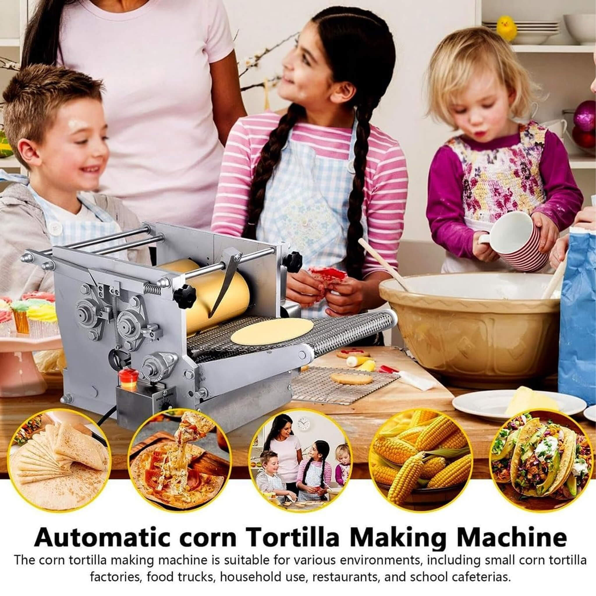 Heavy-Duty Electric Tortilla Maker With Two Molds And Adjustable Thickness (SAK80736)
