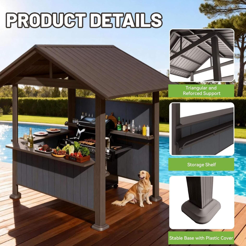[06X09FT] Alora Heavy-Duty Gable Roof Hardtop Grill Gazebo (SAK49731)