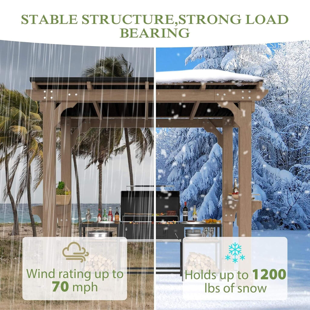 Alora Heavy-Duty Premium Wooden Grill Gazebo With Sloped Metal Roof (SAK61583)
