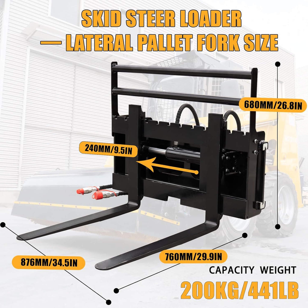 Heavy-Duty Skid Steer Pallet Fork Attachment With Lateral Shift (SAK29135)