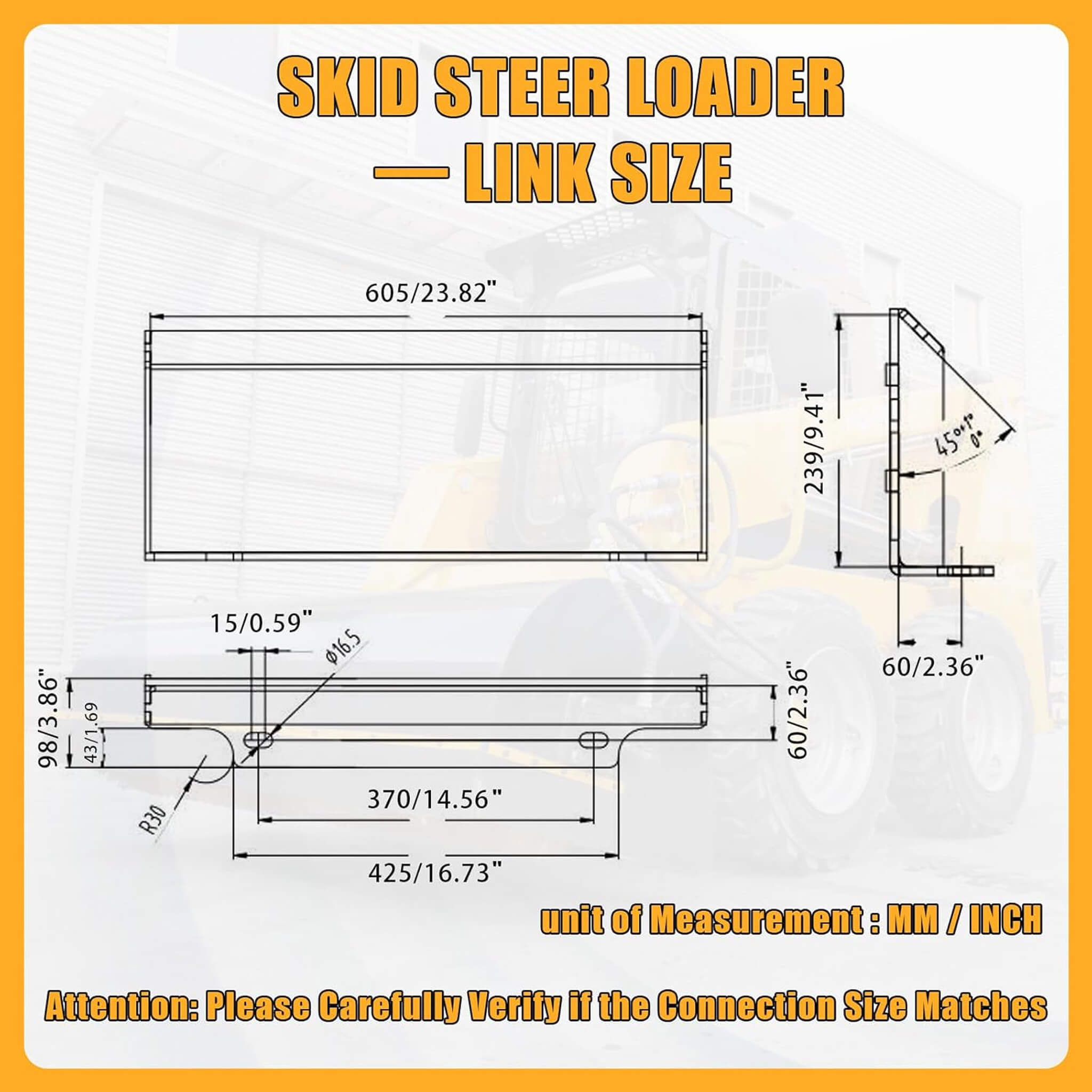 Heavy-Duty Skid Steer Pallet Fork Attachment With Lateral Shift (SAK29135)