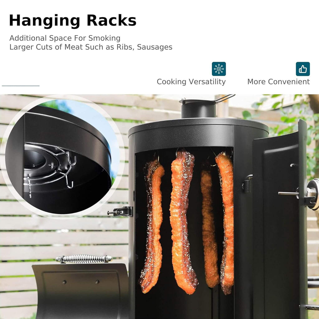 Heavy-Duty Vertical Extra-Large Charcoal Offset BBQ Smoker Grill Combo (SAK80247)