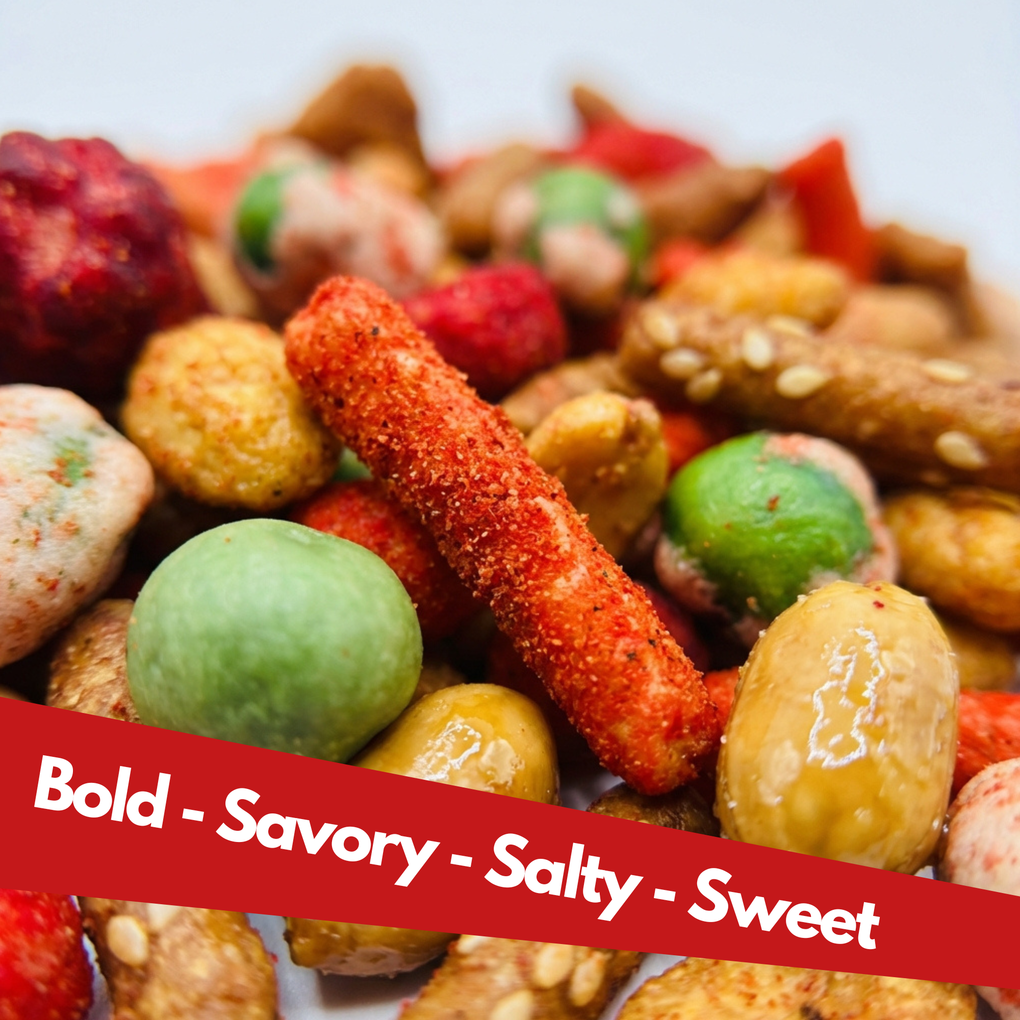 Hot Honey Snack Mix – Sweet & Spicy Pub Blend with Wasabi Peas, Chipotle Peanuts & Churrito Sticks