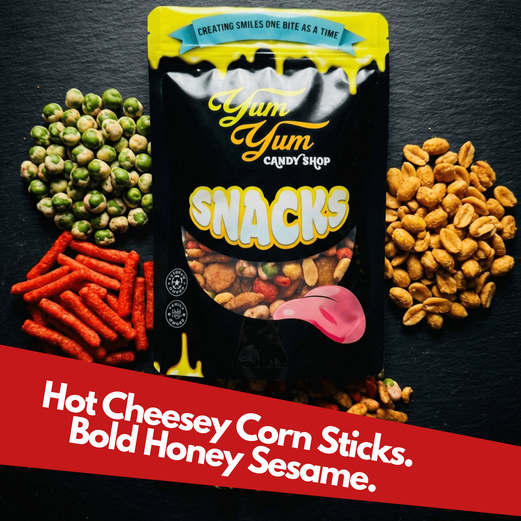 Hot Honey Snack Mix – Sweet & Spicy Pub Blend with Wasabi Peas, Chipotle Peanuts & Churrito Sticks
