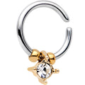 16G Gold Tone Clear Gem Drop Annealed Seamless Circular Ring
