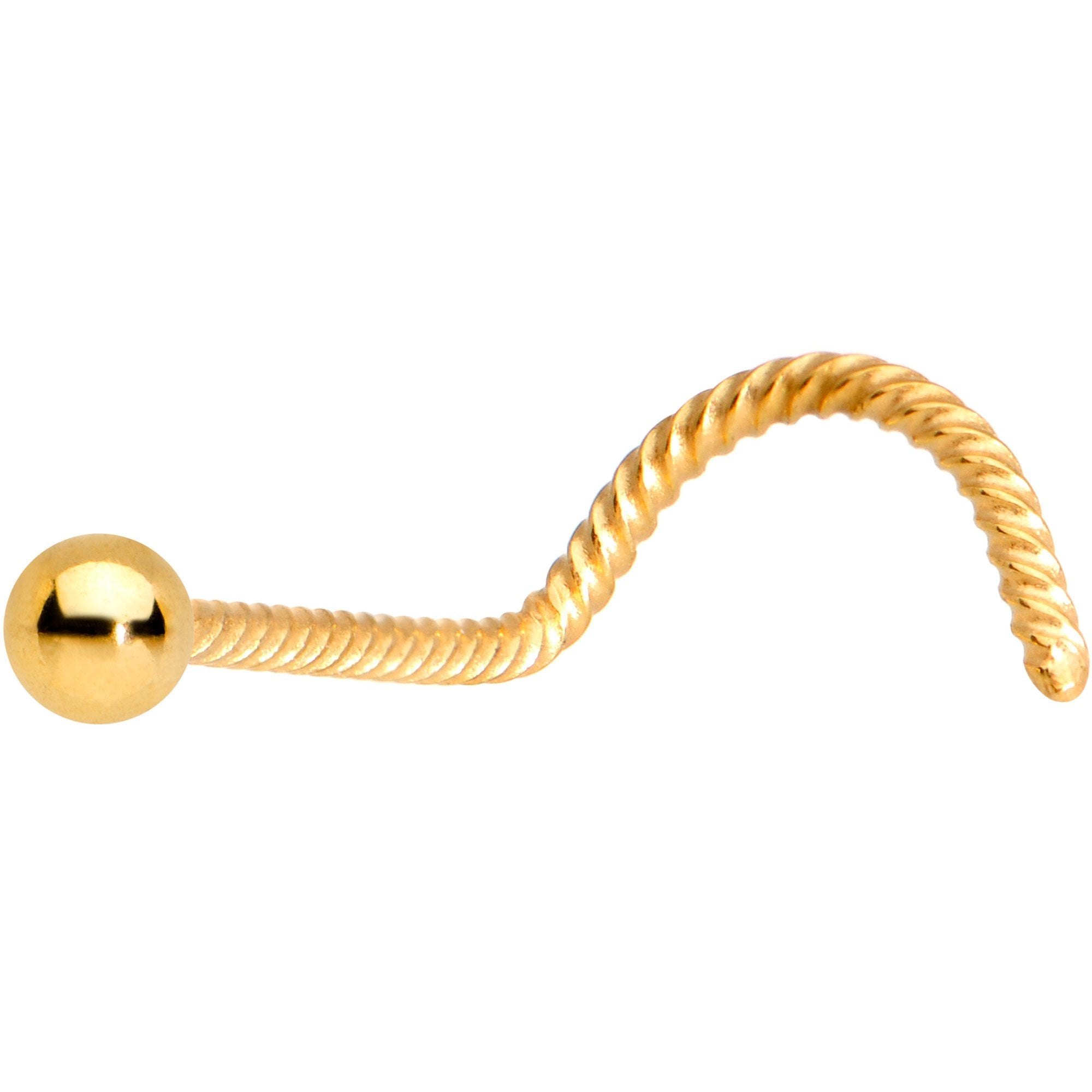 2mm Ball Gold IP Twisted Left Nose Screw