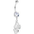 Clear Gem Monarch Butterfly Dangle Belly Ring