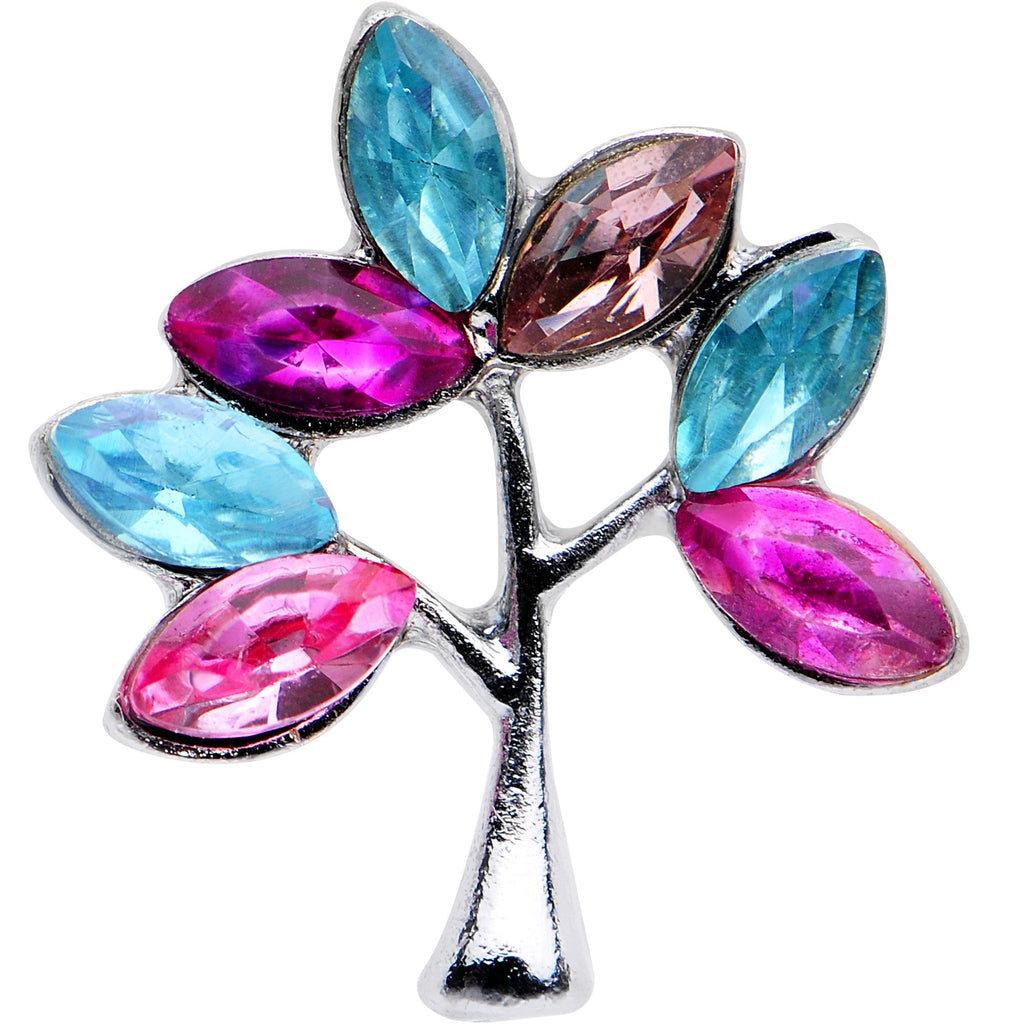 16G 1/4 Pink Blue Gem Joyful Tree Cartilage Tragus Earring