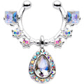 Aurora Gem Silhouette Dangle Clip On Fake Septum Ring