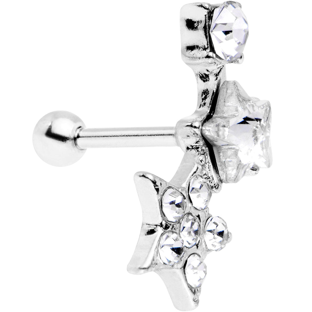 18G 1/4 Clear Gem Star Cartilage Tragus Earring