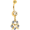 Clear Gem Gold PVD Halo Pretty Bow Belly Ring