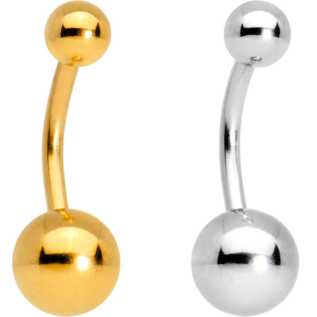 Multi Color Anodized Titanium Belly Ring Set of 5
