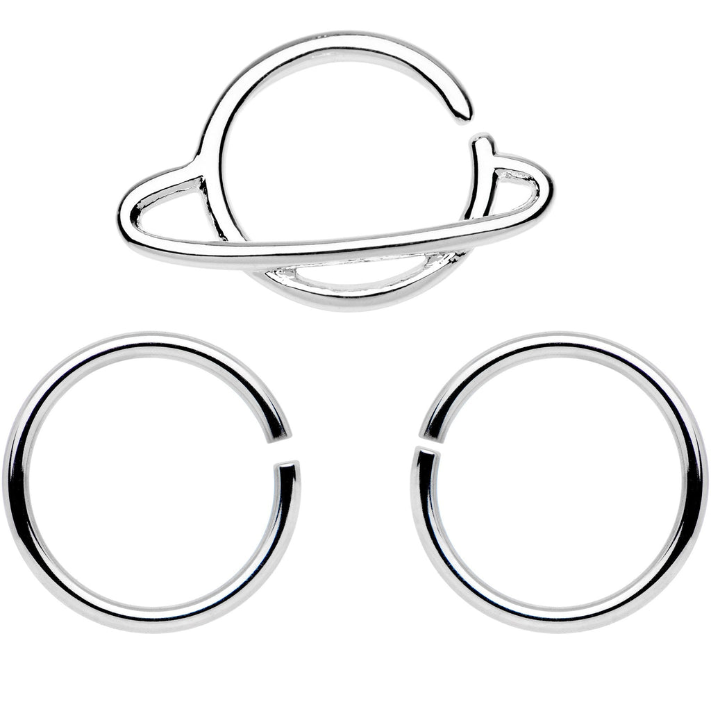 16G 3/8 Rings of Saturn Septum Ring Pack Set of 3