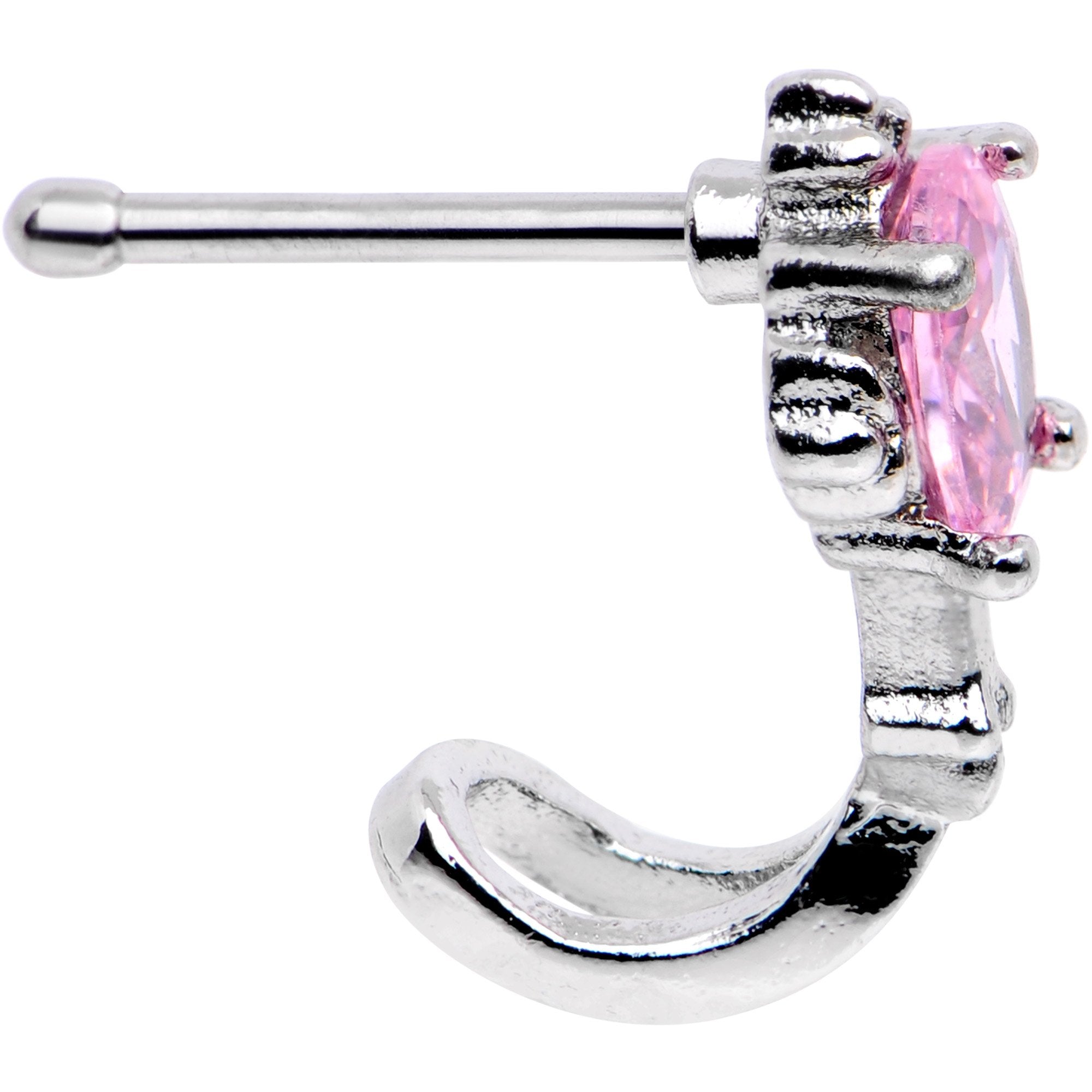 Pink Gem Fashion Flower Twist Faux Hoop Nose Bone