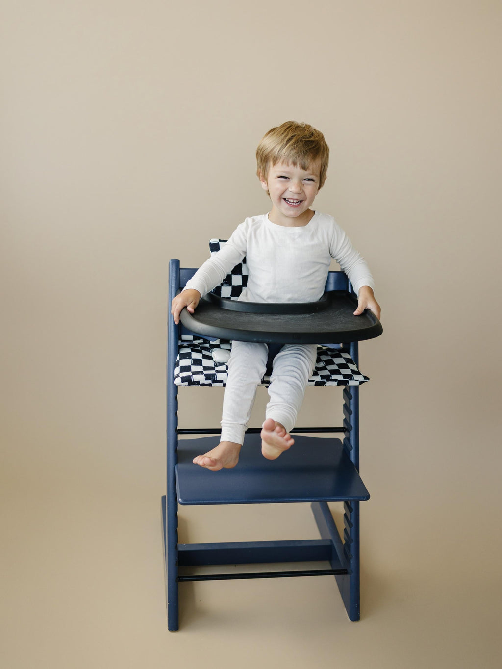 Black & White Checkered Highchair Cushion - Wipeable Stokke Tripp Trapp Cover