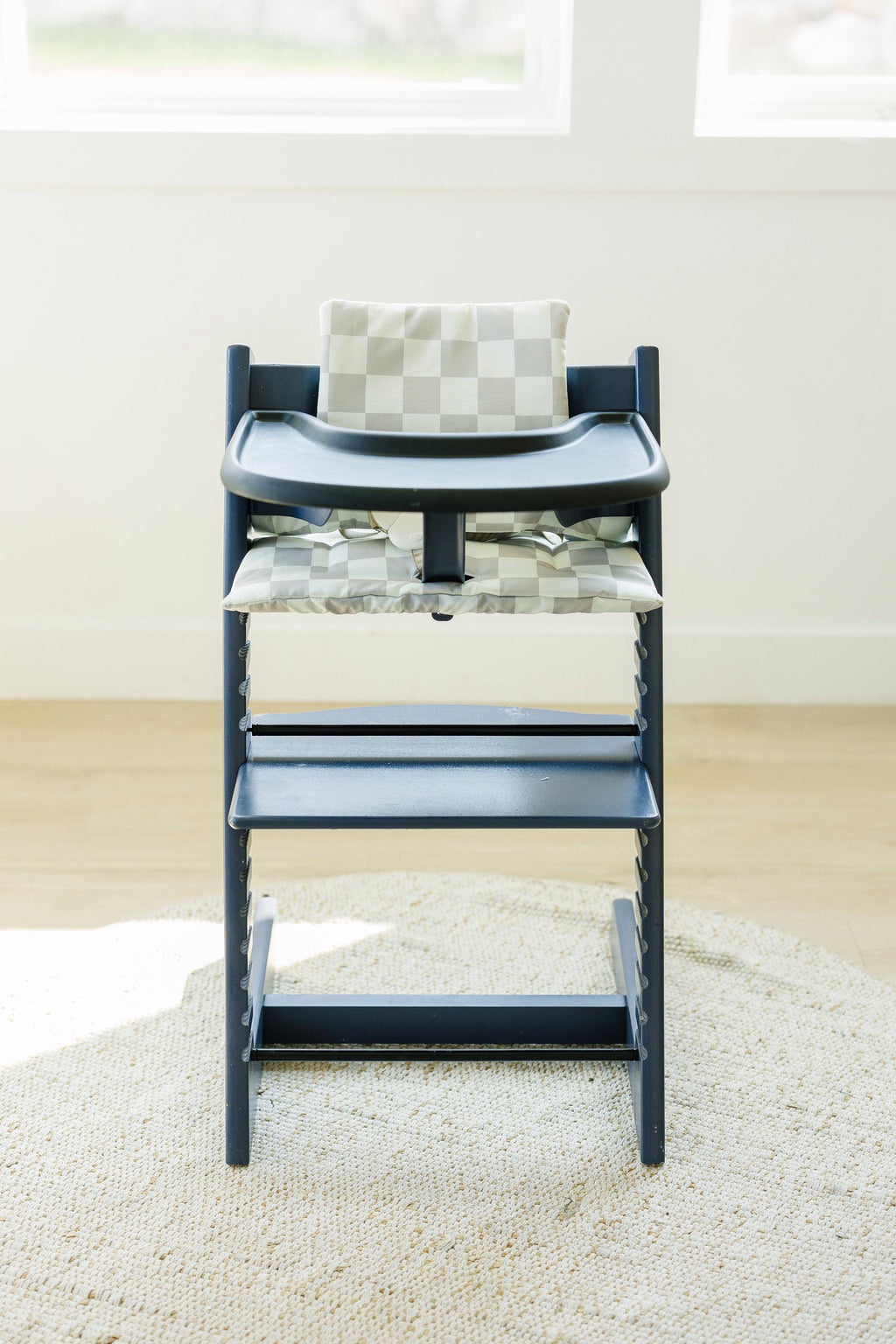 Wipeable Highchair Cushion for Stokke Tripp Trapp: Neutral Checkered Cover