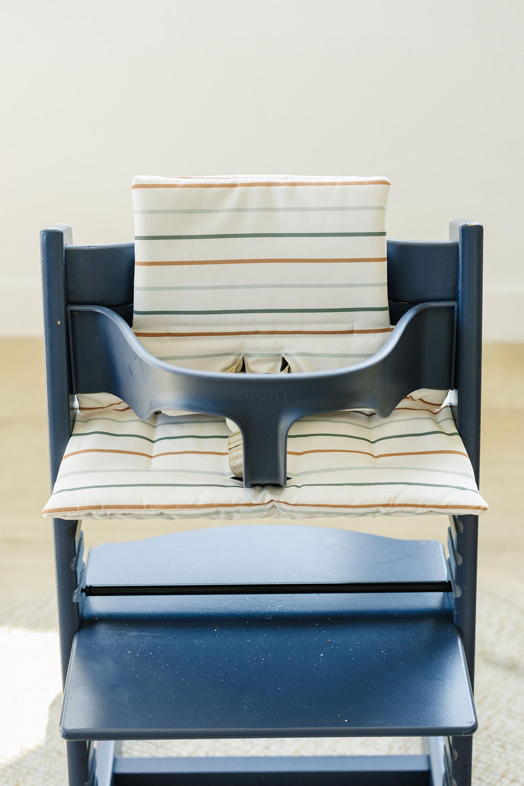 Multi Stripe Stokke Tripp Trapp Seat Cushion - Wipeable Cover - Baby Highchair Accessories - Neutral Stripes