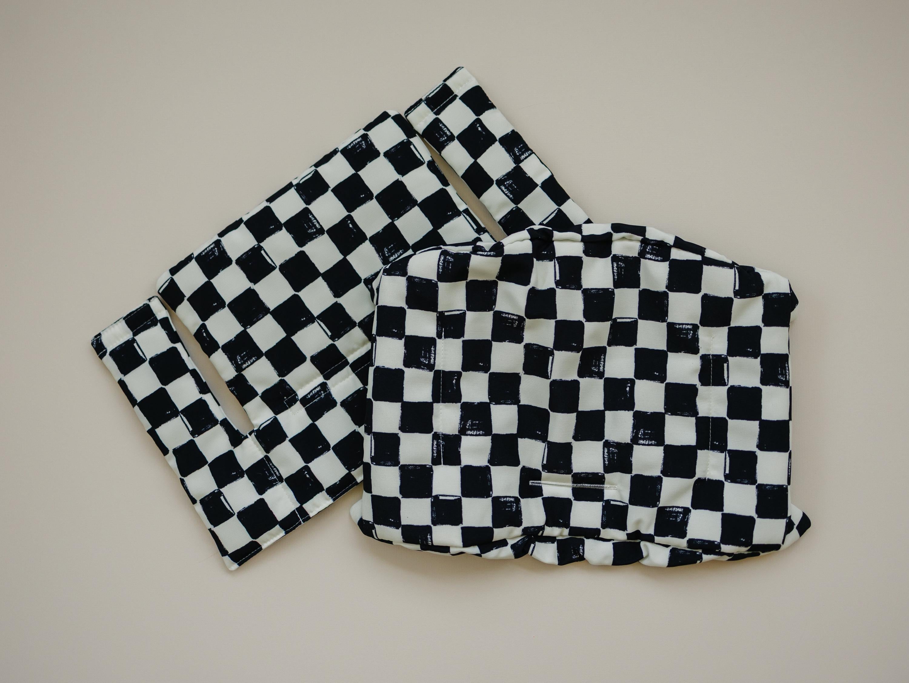 Black & White Checkered Highchair Cushion - Wipeable Stokke Tripp Trapp Cover