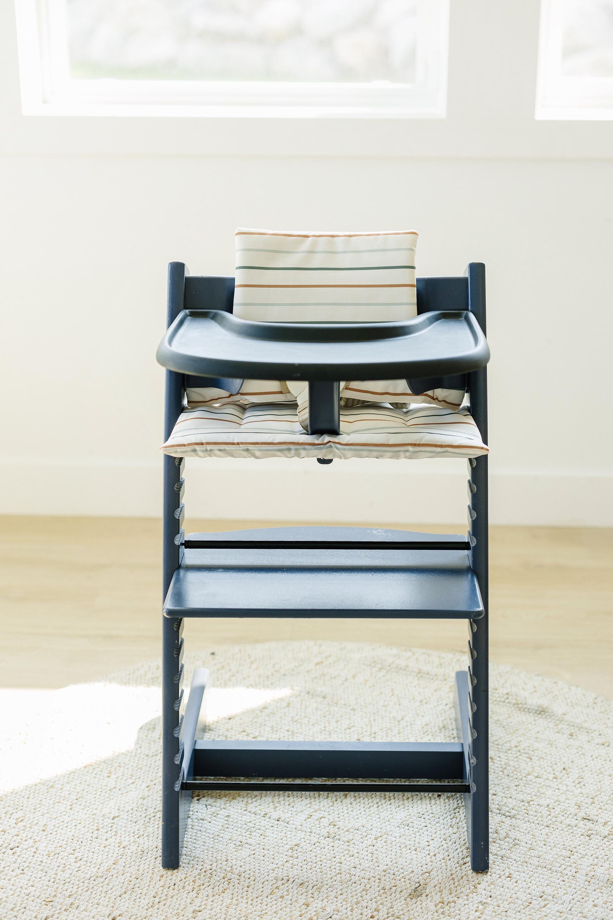 Multi Stripe Stokke Tripp Trapp Seat Cushion - Wipeable Cover - Baby Highchair Accessories - Neutral Stripes